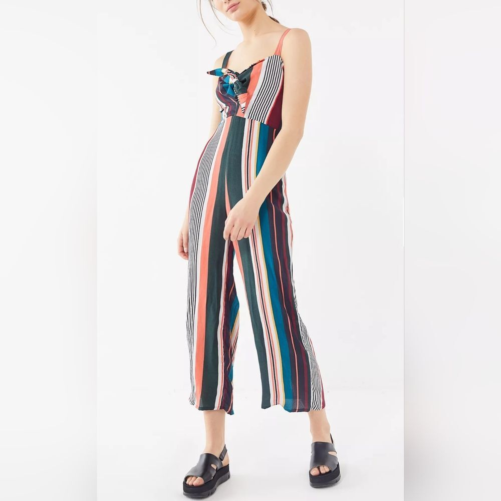 Flynn Skye Urban Outfitters Rainbow Joelle Striped Tie-Front Jumpsuit X-Small XS